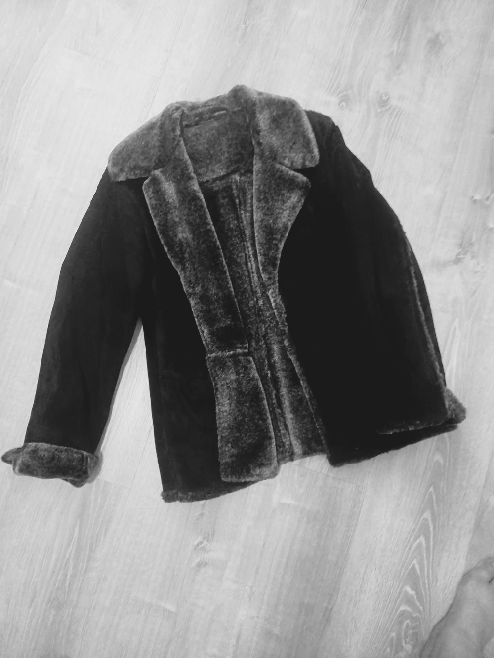 Paradox Black Jacket with Gray Faux Fur Trim